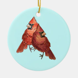 Cardinal Couple Ceramic Ornament