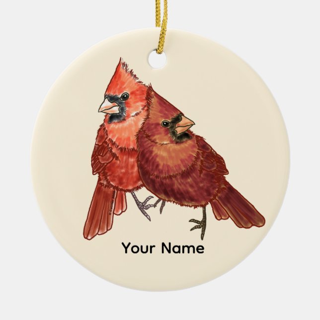 Cardinal Couple Ceramic Ornament (Front)