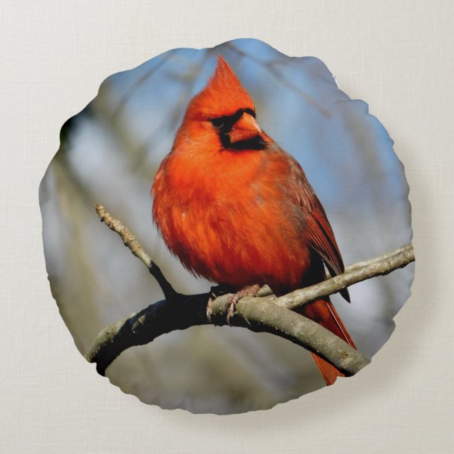 Cardinal Crest Round Pillow (Back)