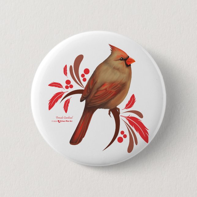 Cardinal-Female 6 Cm Round Badge (Front)