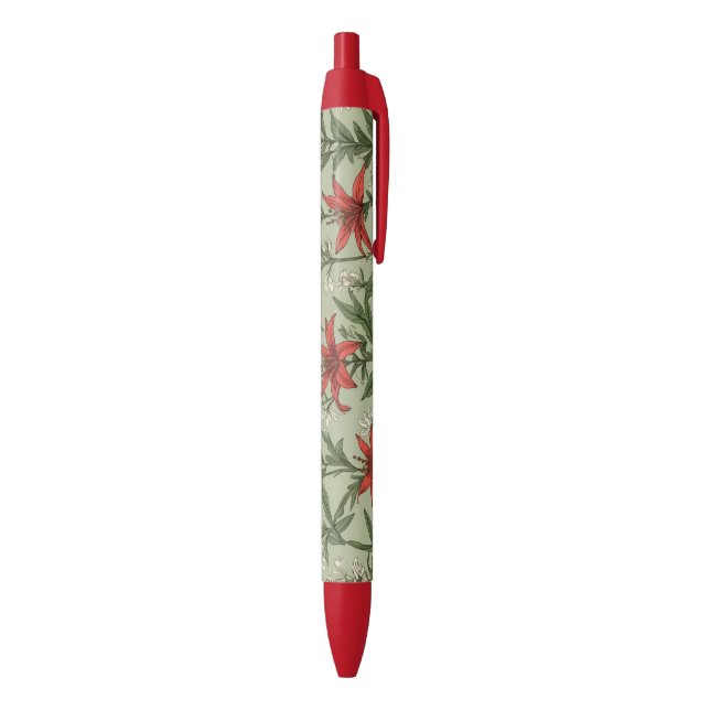 Cardinal flowers and leaves pattern black ink pen (Bottom (Vertical))
