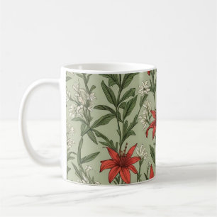 Cardinal flowers and leaves pattern coffee mug