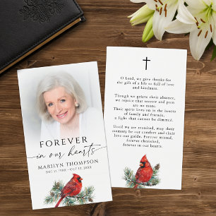 Cardinal Funeral Memorial Photo Cross Prayer Card
