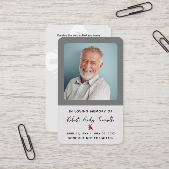 Cardinal Funeral Memorial Prayer Photo Card (Front/Back In Situ)