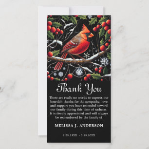 Cardinal Funeral Memorial Sympathy Thank You Card