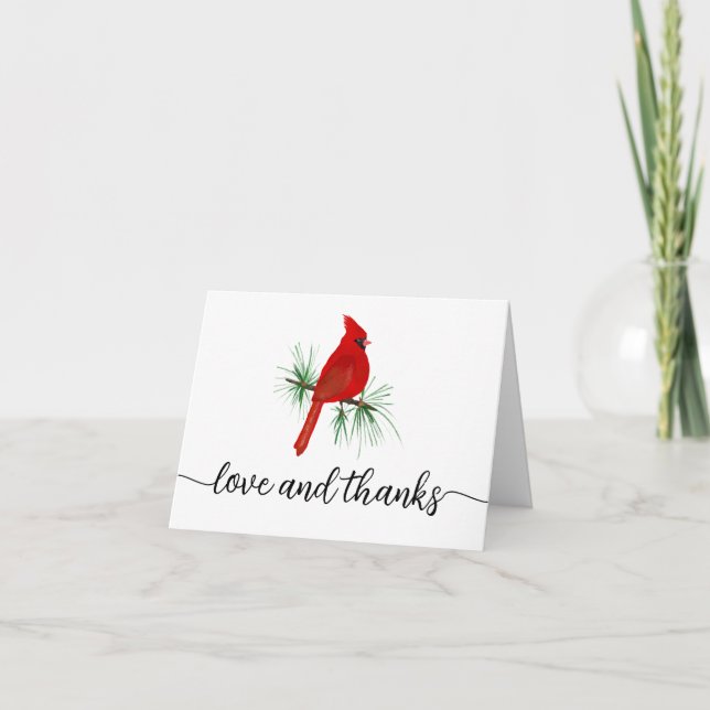 Cardinal Funeral Memorial Sympathy  Thank You Card (Front)