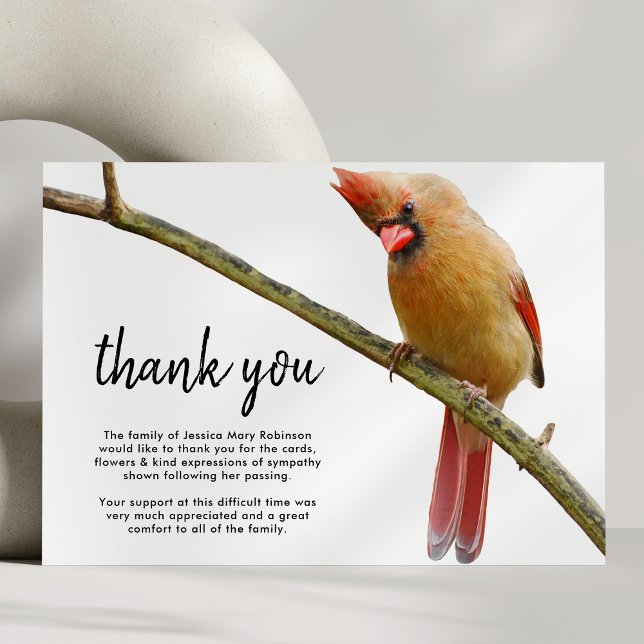 Cardinal Funeral Memorial Thank You Card (Creator Uploaded)