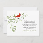 Cardinal Funeral Thank You Note Card Red Bird