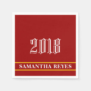 Cardinal Gold and White/Custom Colours Graduation Napkin