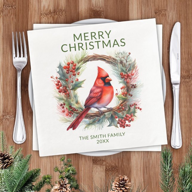 Cardinal Green Christmas Party Napkin (Creator Uploaded)