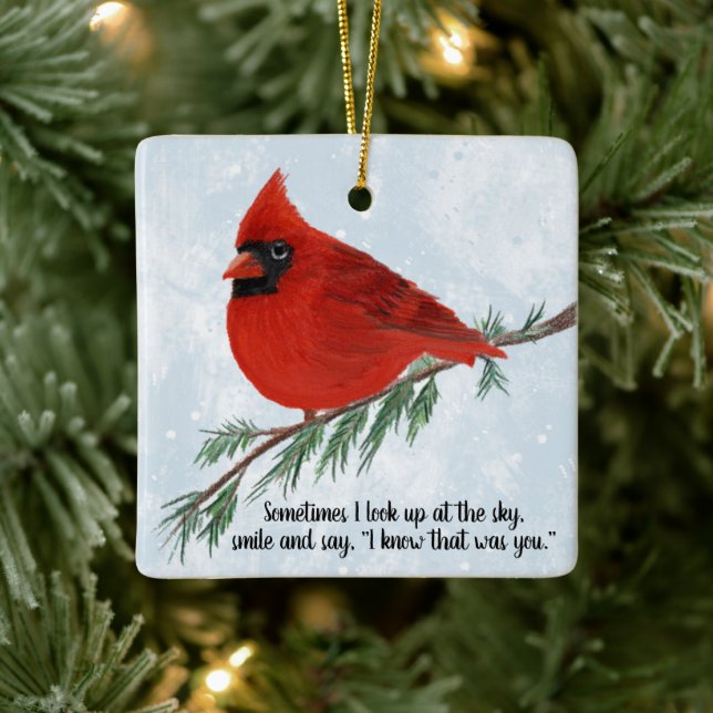 Cardinal Holiday Remembrance Ceramic Ornament (Tree)
