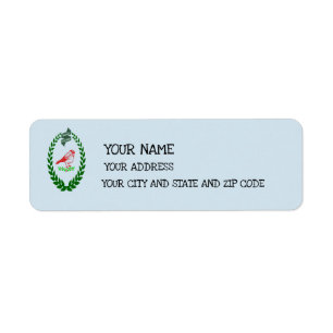 Cardinal Holly Wreath Seasons Light Blue Label Return Address Label