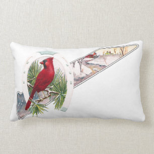 Cardinal, Horseshoe and Wintry Scene Lumbar Cushion