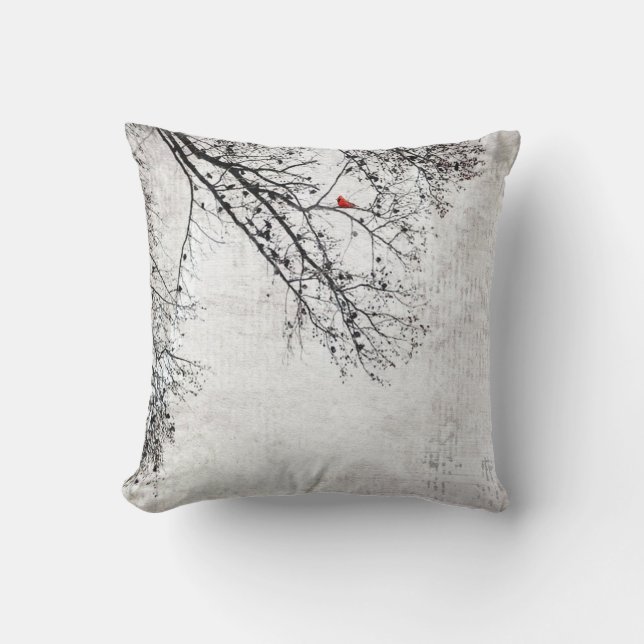 Cardinal in a Tree, Copyright Karen J Williams Cushion (Front)