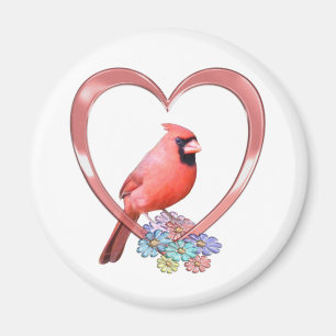 Cardinal in Heart Magnet