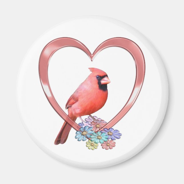 Cardinal in Heart Magnet (Front)