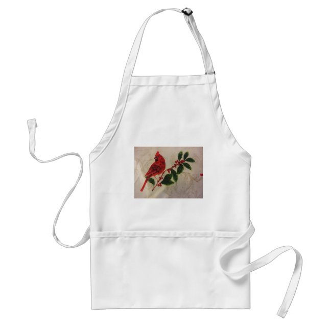 Cardinal in Holly Bush Standard Apron (Front)