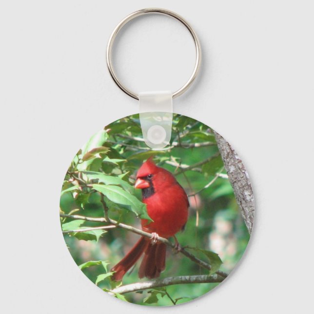 Cardinal in Holly Key Ring (Front)