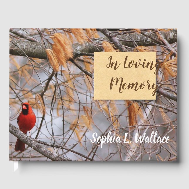 Cardinal In Loving Memory Guest Book (Front)