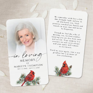 Cardinal In Loving Memory Photo Prayer Card