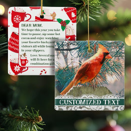Cardinal in Pine Tree Rustic Christmas Ornament