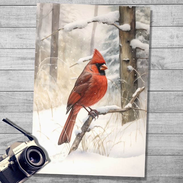 Cardinal in Snow 3 Decoupage Paper (Creator Uploaded)