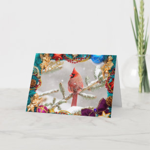 Cardinal in Snow Christmas Card