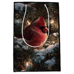 Cardinal in Snowy Pine Medium Gift Bag
