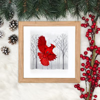 Cardinal in Snowy Winter Art