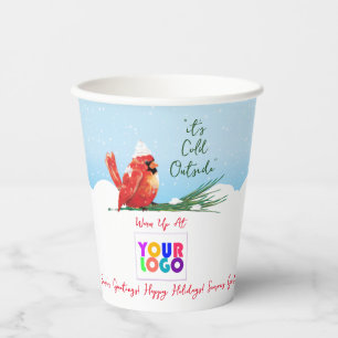 Cardinal in The Snow Business Logo Coffee  Paper Cups
