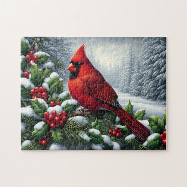 Cardinal In The Snow Jigsaw Puzzle (Horizontal)
