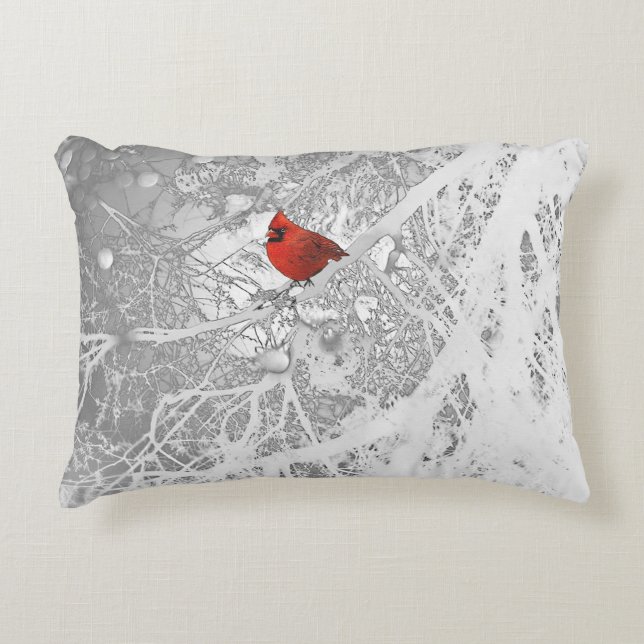Cardinal in Winter Decorative Cushion (Front)