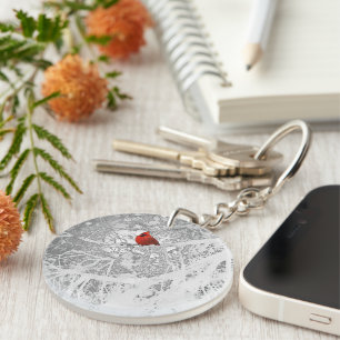 Cardinal in Winter Key Ring