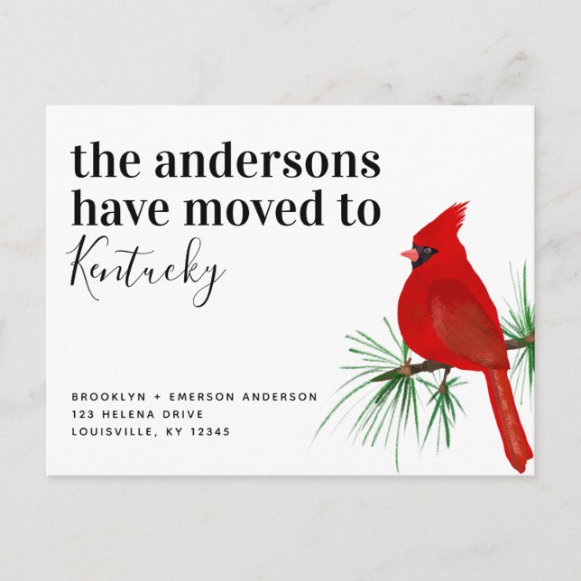 Cardinal Kentucky Moving Announcement Postcard (Front)