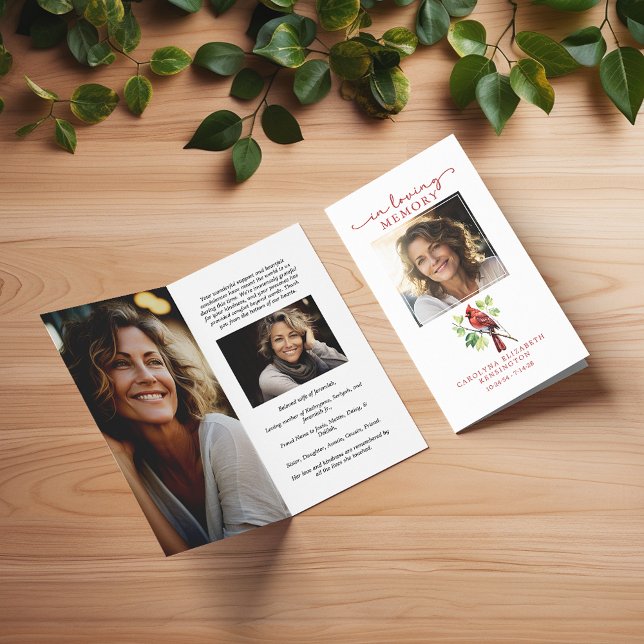 Cardinal Loving Memory Small Funeral Prayer Card (Cardinal In Loving Memory Small Funeral Prayer Card)