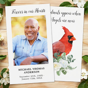 Cardinal Memorial Custom Photo Funeral Prayer Card