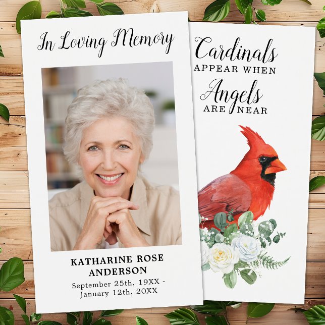 Cardinal Memorial Funeral Prayer Card Custom Photo (Creator Uploaded)