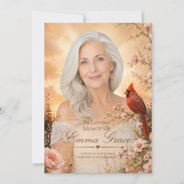 Cardinal Memorial Funeral Program for Her (Front)