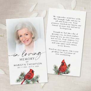 Cardinal Memorial Loving Memory Photo Prayer Card