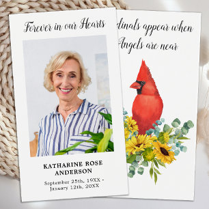 Cardinal Memorial Photo Funeral Prayer Card