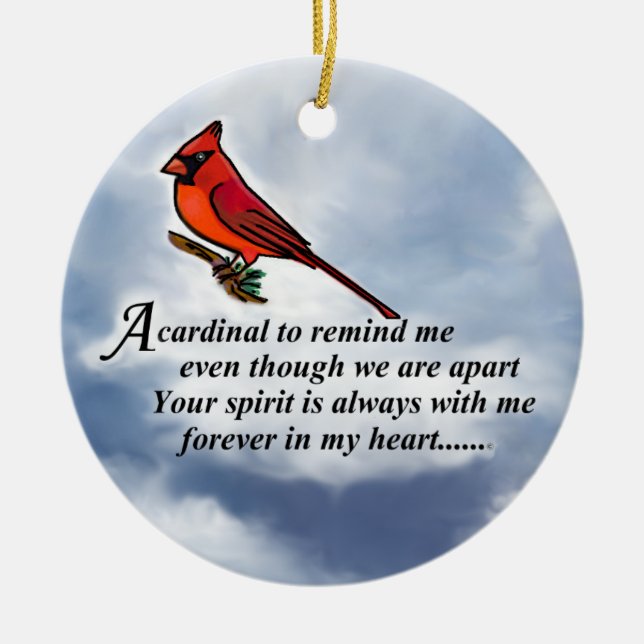 Cardinal Memorial Poem Ceramic Ornament (Front)
