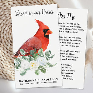 Cardinal Memorial Poem Floral Funeral Prayer Card