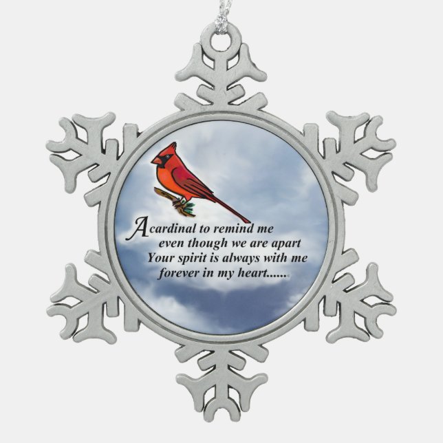 Cardinal Memorial Poem Metal Ornament (Front)