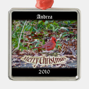 Cardinal Merry Christmas Ornament to Personalise