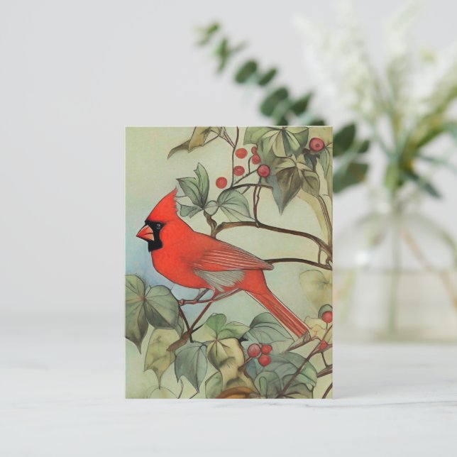 Cardinal - Nature Bird Art Card (Standing Front)