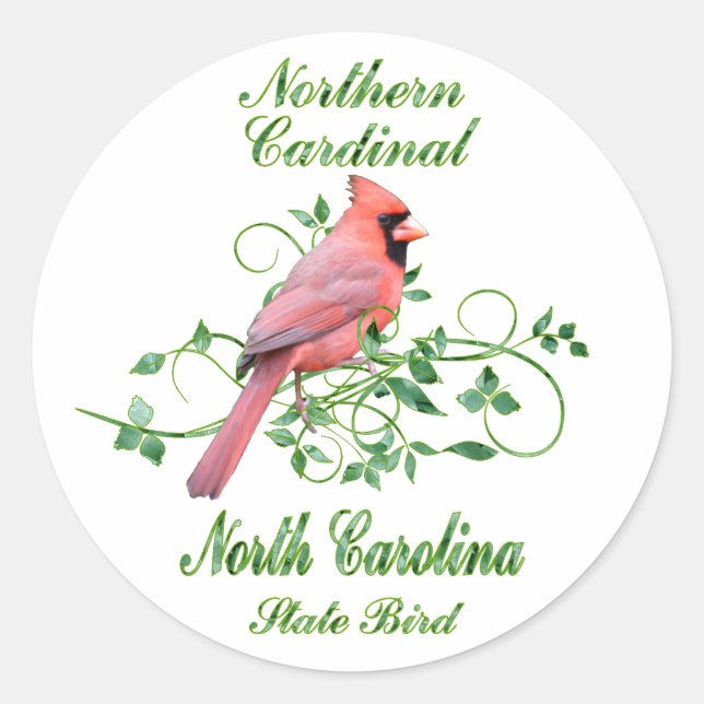 Cardinal North Carolina State Bird Classic Round Sticker (Front)
