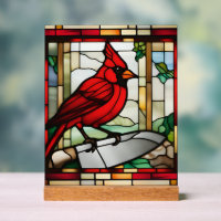Cardinal of Protection Stained Glass Inspired
