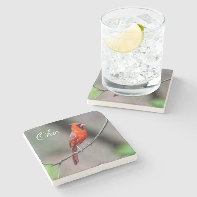 Cardinal Ohio Stone Coaster (Side)