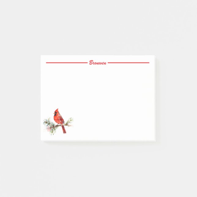 Cardinal on a Fir Branch Post-it Notes (Front)