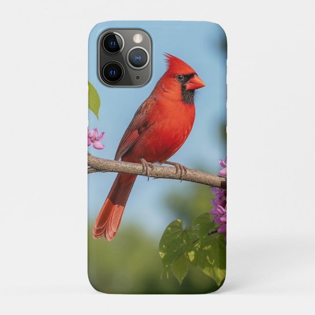 Cardinal on a Redbud Branch Case-Mate iPhone Case (Back)